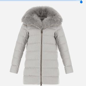 Herno, A- line cashmere silk with Fox collar